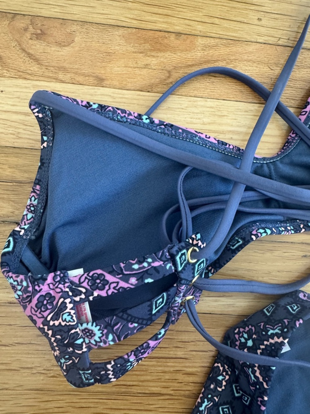 Xhilaration Swim Blue Hippy Bohemian Style 2 Piece Bikini - Picture 8 of 11